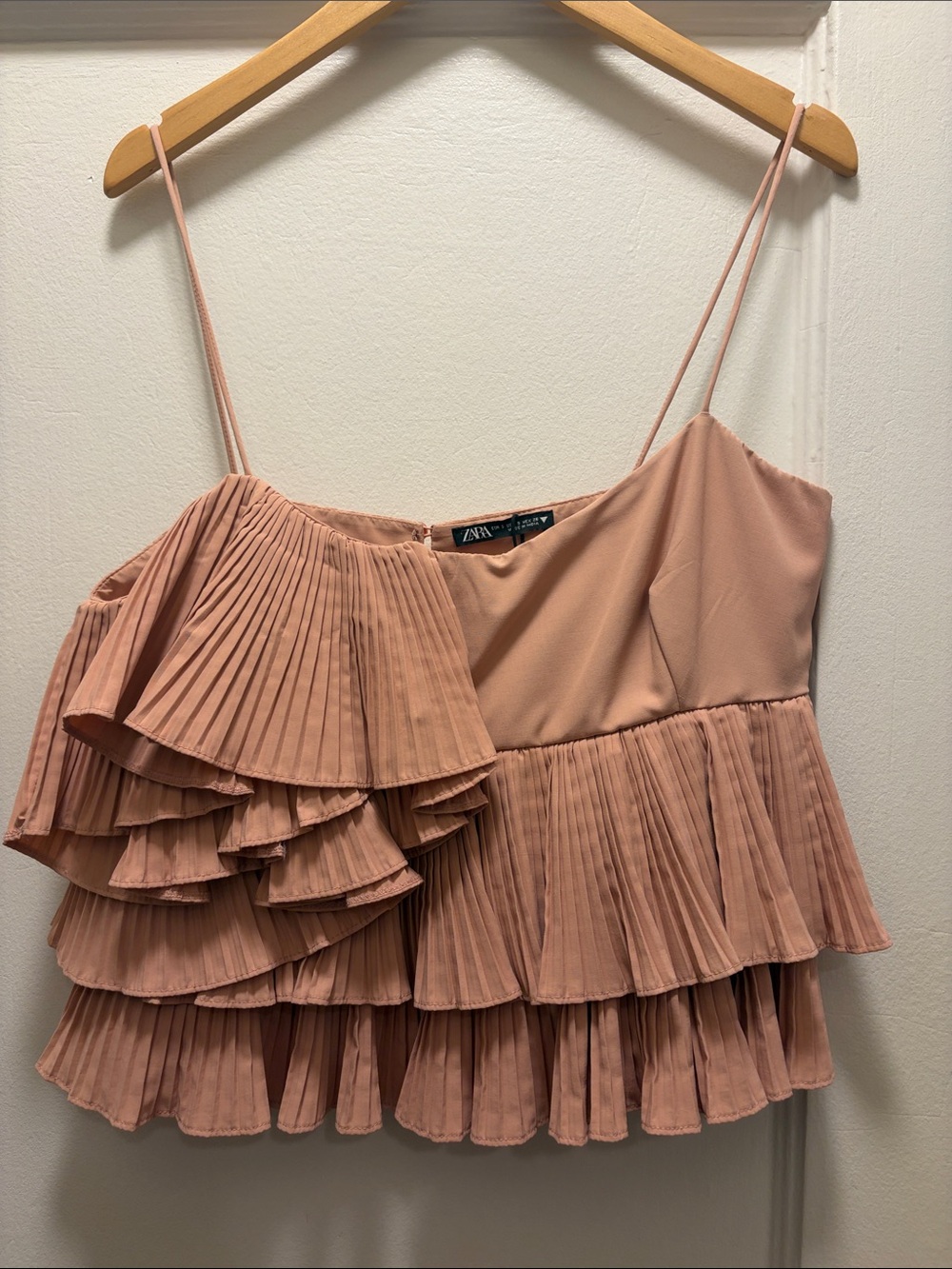 Zara Dusty Pink Pleated Ruffle Camisole